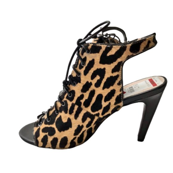 Bar III Adalia Leopard Sling back Lace Up Heels - Picture 3 of 10